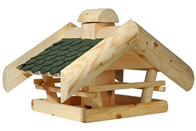 dobar Vogelhaus XL aus Holz mit Futtersilo und grünem Bitumendach – Bild 1 von 8