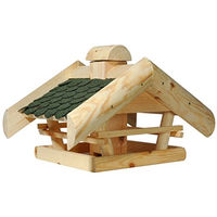Produktbild von dobar Vogelhaus XL aus Holz mit Futtersilo und grünem Bitumendach
