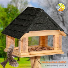 dobar Vogelhaus Zwart aus Massivholz mit Bitumendach in Schwarz für Wildvögel – Bild 1 von 6