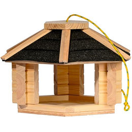 dobar Vogelhaus Zwart hängendes Vogelfutterhaus aus Massivholz mit Bitumendach in Schwarz – Bild 1 von 6