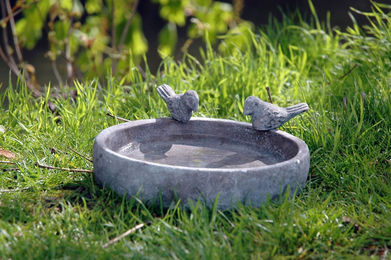 DOBAR Vogeltränke und Bodenfutterstation aus Keramik Grau – Bild 1 von 9