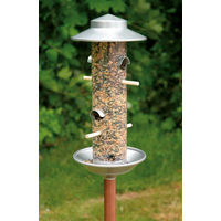 Produktbild von Dobar XXL Futtersäule mit Ständer und 4 Anflugplätzen für Wildvögel in Silber