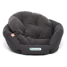 Doctor Bark Hundebett rund Grau M mit orthopädischem Wendekissen und Toy-Bone – Bild 1 von 8