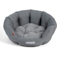Produktbild von Doctor Bark Hundebett rund Grau mit orthopädischem Wendekissen und Toy-Bone Größe L 60x50 cm