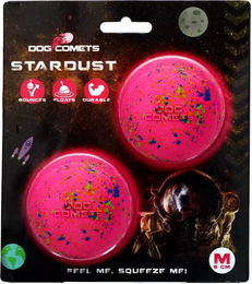 Dog Comets Hundespielzeug Stardust Ball Rosa aus Naturkautschuk Größe M 2er Pack - 2 x 6 cm – Bild 1 von 8