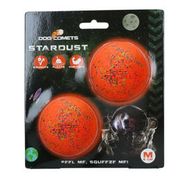 Dog Comets Stardust Hundespielzeug Ball aus Naturkautschuk Orange Größe M 2er Pack – Bild 1 von 10