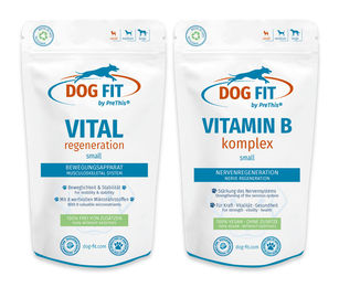 Produktbild von DOG FIT by PreThis Kombiset für Hunde zur Unterstützung von Wirbelsäule, Nerven und Bändern mit Vitamin B zur Regeneration, 120 Kapseln