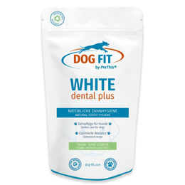 Produktbild von DOG FIT by PreThis WHITE dental plus Zahnpflege für Hunde Zahnpulver gegen Zahnstein und Plaque vegan 80g - 80 g