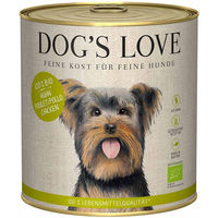 Produktbild von Dog's Love Bio Hundefutter Huhn mit Buchweizen Sellerie und Basilikum Stückchen in Sauce Adult 6x800g