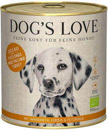 Produktbild von Dog's Love Bio Hundefutter Pute mit Amaranth, Kürbis und Petersilie für Adult 6x800g