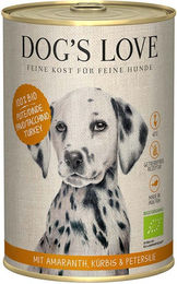 Produktbild von Dog's Love Bio Hundefutter Pute mit Amaranth, Kürbis und Petersilie, getreidefrei, Adult, 6x400g