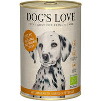 Produktbild von Dog's Love Bio Hundefutter Pute mit Amaranth, Kürbis und Petersilie, getreidefrei, Adult, 6x400g