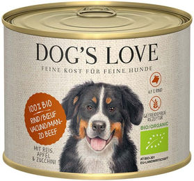 Produktbild von Dog's Love Bio Hundefutter Rind mit Reis Apfel und Zucchini 12x200g
