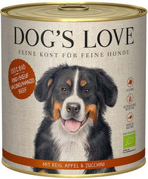 Produktbild von Dog's Love Bio Hundefutter Rind mit Reis, Apfel und Zucchini für Adult 6x800g