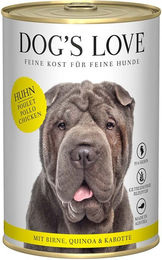 Produktbild von Dog's Love Classic Hundefutter Huhn mit Birne, Quinoa und Karotte Stückchen in Sauce 12x400g