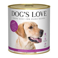 Produktbild von Dog's Love Classic Hundefutter Lamm mit Kartoffel, Kürbis und Marille Monoprotein Stückchen in Sauce 12x800g