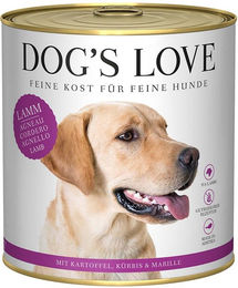 Produktbild von Dog's Love Classic Hundefutter Lamm mit Kartoffel, Kürbis und Marille Monoprotein Stückchen in Sauce 6x800g