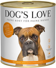 Produktbild von Dog's Love Classic Hundefutter Pute mit Apfel, Zucchini und Walnussöl Monoprotein 6x800g