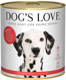 Produktbild von Dog's Love Classic Hundefutter Rind mit Apfel, Spinat und Zucchini Monoprotein 6x800g