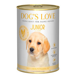 Produktbild von Dog's Love Junior Hundefutter Geflügel mit Zucchini und Apfel Getreidefrei Stückchen in Sauce 12x400g
