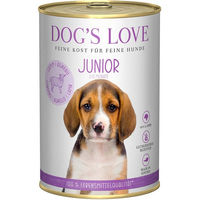 Produktbild von Dog's Love Junior Hundefutter Lamm mit Spinat und Kamille Getreidefrei Stückchen in Sauce 12x400g