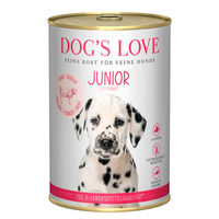 Produktbild von Dog's Love Junior Hundefutter Rind mit Karotte und Salbei getreidefrei Stückchen in Sauce 12x400g
