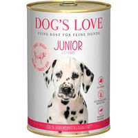 Produktbild von Dog's Love Junior Hundefutter Rind mit Karotte und Salbei Stückchen in Sauce getreidefrei 6x400g