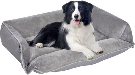 Dogat Hundebett Waschbares Hundesofa mit Plüsch-Oberfläche in Grau für alle Altersstufen – Bild 1 von 5