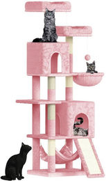 Dogat Katzenkratzbaum mit Leiter und Schlafplätzen in Rosa 158cm aus Sisal – Bild 1 von 3