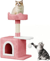 Dogat Katzenkratzbaum mit Sisal und Kuschelhöhle in Rosa, 70cm Höhe – Bild 1 von 5