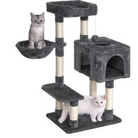 Produktbild von Dogat Kratzbaum für Katzen 98cm Kompakt mit Hängematte Katzenhöhle und Kratzstämmen in Grau