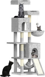 Dogat Kratzbaum für Katzen 158cm Grau mit Leiter und Sisal-Elementen – Bild 1 von 3