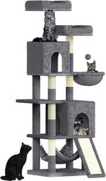 Dogat Kratzbaum für Katzen 158cm Grau mit Leiter und Sisal-Elementen – Bild 1 von 5