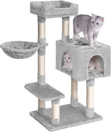Dogat Kratzbaum für Katzen mit Katzenhaus, Hängematte und Sisal-Elementen, 100 cm – Bild 1 von 3