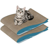 Produktbild von Dogat Kratzbrett Set für Katzen aus Kratzpappe extra breit gebogen 2-teilig Braun 42x30x6,5 cm