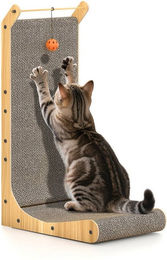 Dogat L-förmiges Katzen Kratzbrett mit Spielkugel zur Wandmontage 42 x 29 x 68 cm – Bild 1 von 5