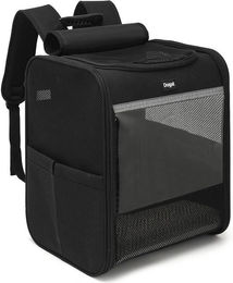 Dogat Tiertransportrucksack als Transportbox für Hunde kleiner Rassen und Katzen bis 7 kg aus Polyester in Grau Schwarz 27 x 34 x 40 cm – Bild 1 von 5