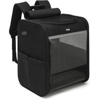 Produktbild von Dogat Tiertransportrucksack als Transportbox für Hunde kleiner Rassen und Katzen bis 7 kg aus Polyester in Grau Schwarz 27 x 34 x 40 cm