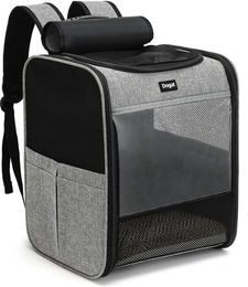 Dogat Tiertransportrucksack als Transportbox für Hunde kleiner Rassen und Katzen bis 7 kg aus Polyester in Grau Schwarz 27 x 34 x 40 cm – Bild 1 von 5