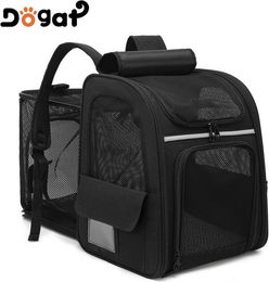 Dogat Tiertransporttasche als Katzenrucksack mit Mesh-Fenstern aus Oxford-Gewebe XXL Schwarz für kleine Rassen bis 8 kg 28 x 34 x 41 cm – Bild 1 von 5