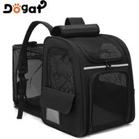 Produktbild von Dogat Tiertransporttasche als Katzenrucksack mit Mesh-Fenstern aus Oxford-Gewebe XXL Schwarz für kleine Rassen bis 8 kg 28 x 34 x 41 cm