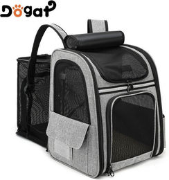 Dogat Tiertransporttasche XXL Katzenrucksack aus Oxford-Gewebe mit Mesh-Fenstern Grau 28 x 34 x 41 cm – Bild 1 von 5