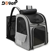 Produktbild von Dogat Tiertransporttasche XXL Katzenrucksack aus Oxford-Gewebe mit Mesh-Fenstern Grau 28 x 34 x 41 cm