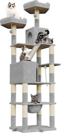 Dogat XXL Kratzbaum für Katzen mit Kletterturm 208cm in Grau mit Höhlen und Liegemulden – Bild 1 von 1