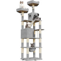 Produktbild von Dogat XXL Kratzbaum für Katzen mit Kletterturm 208cm in Grau mit Höhlen und Liegemulden