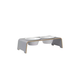 dogBar Classic Hundenapf aus Holz und Edelstahl in Grau Größe M – Bild 1 von 1