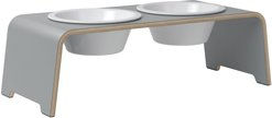 Produktbild von dogBar® Erhöhter Napf aus Holz für Hunde, Grau, Größe M, 57 x 24 x 18 cm