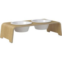 Produktbild von dogBar® Erhöhter Napf für Hunde aus Holz in Wooden Oak Light Größe M-Small 57 x 24 x 14 cm