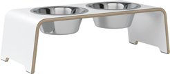 Produktbild von dogBar Hundebar Erhöhter Napf aus Buchenholz Weiß Größe M 57 x 24 x 18 cm