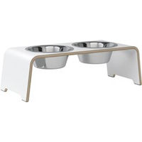 Produktbild von dogBar Hundebar Erhöhter Napf aus Buchenholz Weiß Größe M 57 x 24 x 18 cm